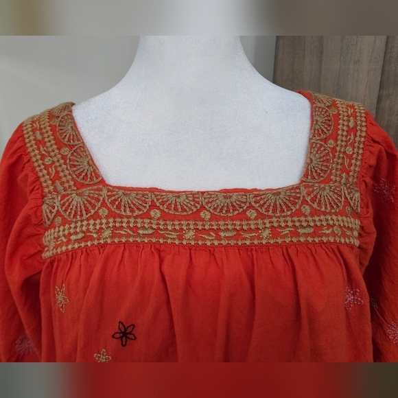 JOHNNY WAS Lucy Artisan Embroidered Blouse In Red Multi. Size XS - Picture 5 of 12